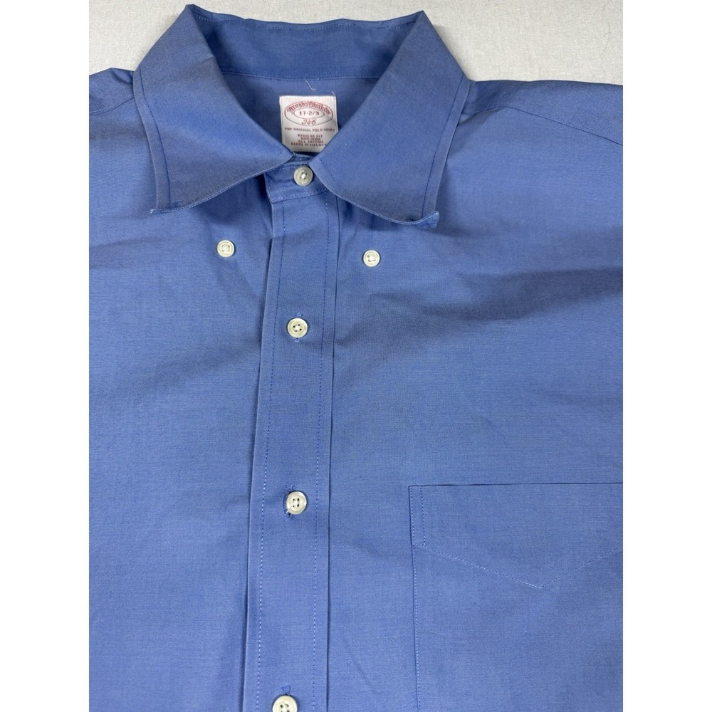 Brooks Brothers 346 Original‎ Polo Shirt Men 17 2/3 L Blue Long Sleeve Preppy - Picture 3 of 12